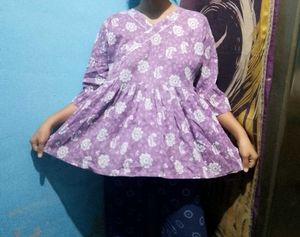 Purple Floral Peplum Kurta