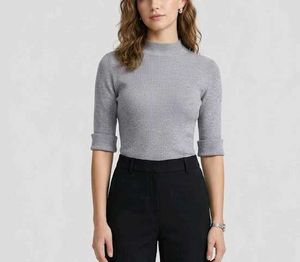 Stylish Grey Mock Neck Sweater