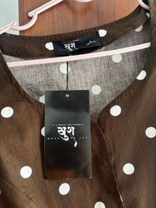 Chic Brown Polka Dot Puff Sleeve Top