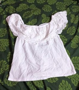 Rakhi Sale:White Eyelet Off-Shoulder Top