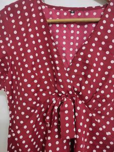 Maroon Polka Dot Top