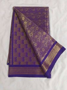 Elegant Purple Saree with Gold Weave