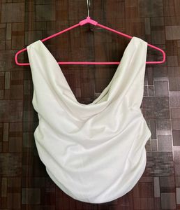 White Cowl Neck Top