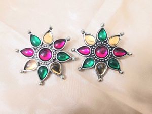 Multi-Color Sunburst Statement Earrings