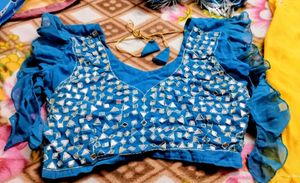 Ethnic Mirror work Yellow &amp; Blue lehenga choli