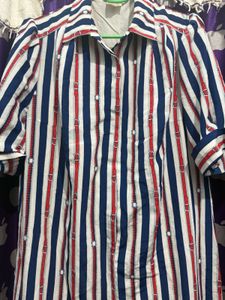 Vintage Striped Button-Up Dress