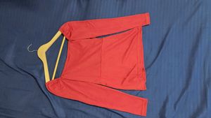 Chic Red Wrap-Style Long Sleeve Top
