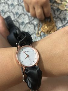 Stylish Watch with Black Scrunchie Band