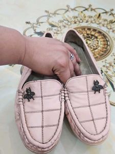 38 Number Pink Loafers with Butterfly Accent