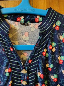 🔥Navy Blue Floral Print Kurta