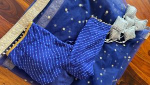 Blue Striped Lehenga with Embellished Border