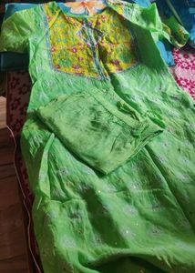 Green Embroidered Kurta Set
