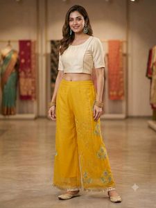 COMBO OF 2 (Yellow Embroidered Palazzo and Pant)