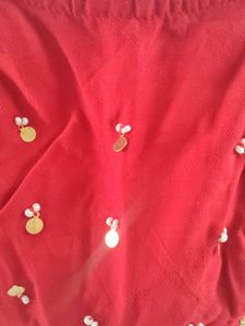 Red chaniya choli with Golden and silver Border fo