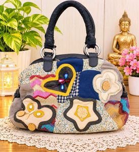 Boho Patchwork Heart & Butterfly Handbag