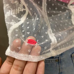 Bershka Embroidery Net Top