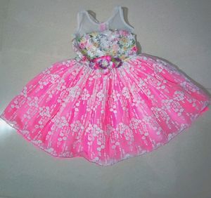 Pink Barbie Party Frock For Girls