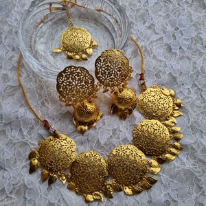 Zaveri Pearls Golden Choker Set Of 3