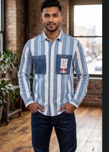 Stylish Striped Denim Shirt