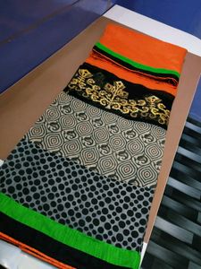 FREE DELIVERY 🥳 Designer Orange Green Mix Saree
