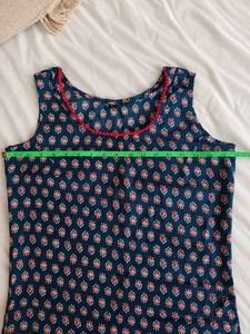 Navy Blue Printed Kurta