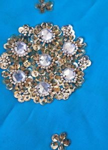 Beautiful Blue Embellished Saree with blouse