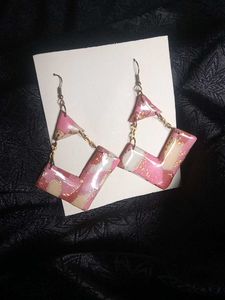 Pink Swirl Statement Earrings
