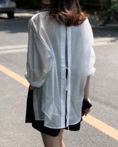 White Sheer Lace-Up Back Top
