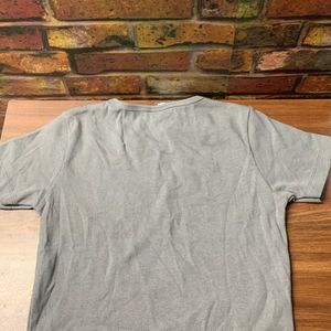 Grey Ribbed Crew Neck T-Shirt