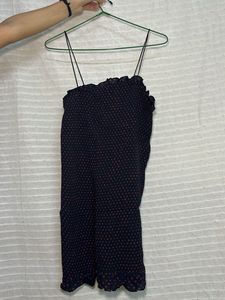 Navy Blue Polka Dot Mini Dress