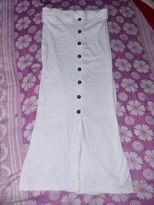 White Button-Down Maxi Skirt