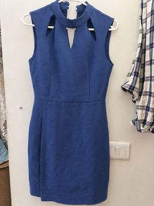 Chic Blue Cutout Neckline Dress