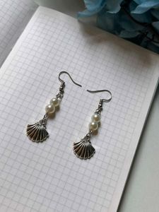 Seashell & Pearl Dangle Earrings