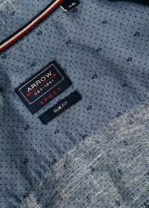 Men's Blue Patterned Button-Up Shirt