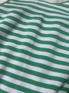 Korean Green &amp; White Striped Mini Dress