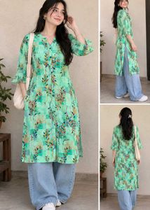 Green Floral Print Kurti