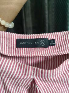 Pink Striped Cold Shoulder Top