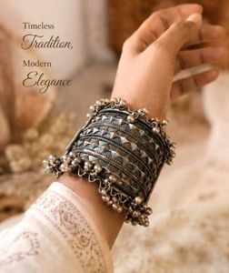 Exquisite Oxidized Silver Bangle