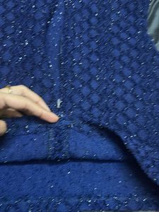 blue glittery embellished blouse/crop top (30-32)