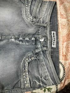 Stylish Grey Embellished Jeans