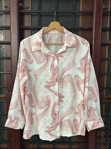 Cute Marble Print Button-Up Shirt