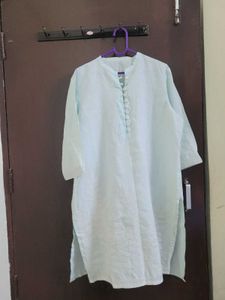 Classic Mint Green Embroidered Knee Length Kurti |
