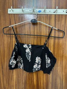 Stylish Black Printed Crop Top