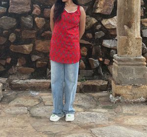 Red Printed Kurta