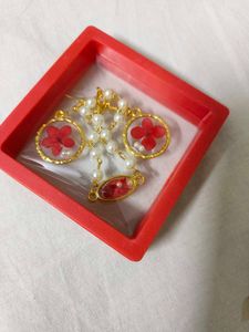 Dried Flower & Pearl Jewelry Set