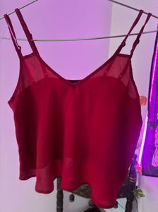 Chic Red V-Neck Cami Top [SIZE-XS]
