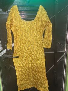 Vibrant Yellow Embroidered Kurti