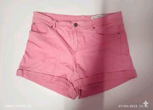 Pink Denim Shorts