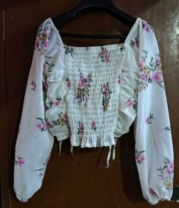 Floral Print Ruched korean Crop Top