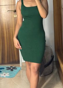 Green Strap Detail Knit dress